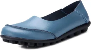 Women's Cowhide Leather Loafers Flats Moccasins Slip-On