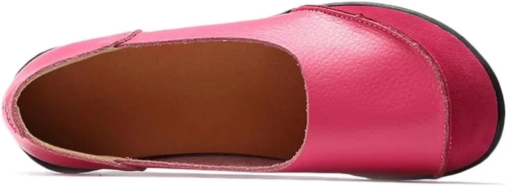 Women's Cowhide Leather Slip-On Moccasins Shoes Flat Slipper Loafers