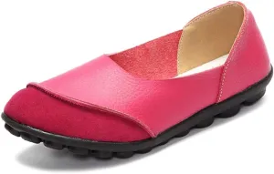 Women's Cowhide Leather Slip-On Moccasins Shoes Flat Slipper Loafers