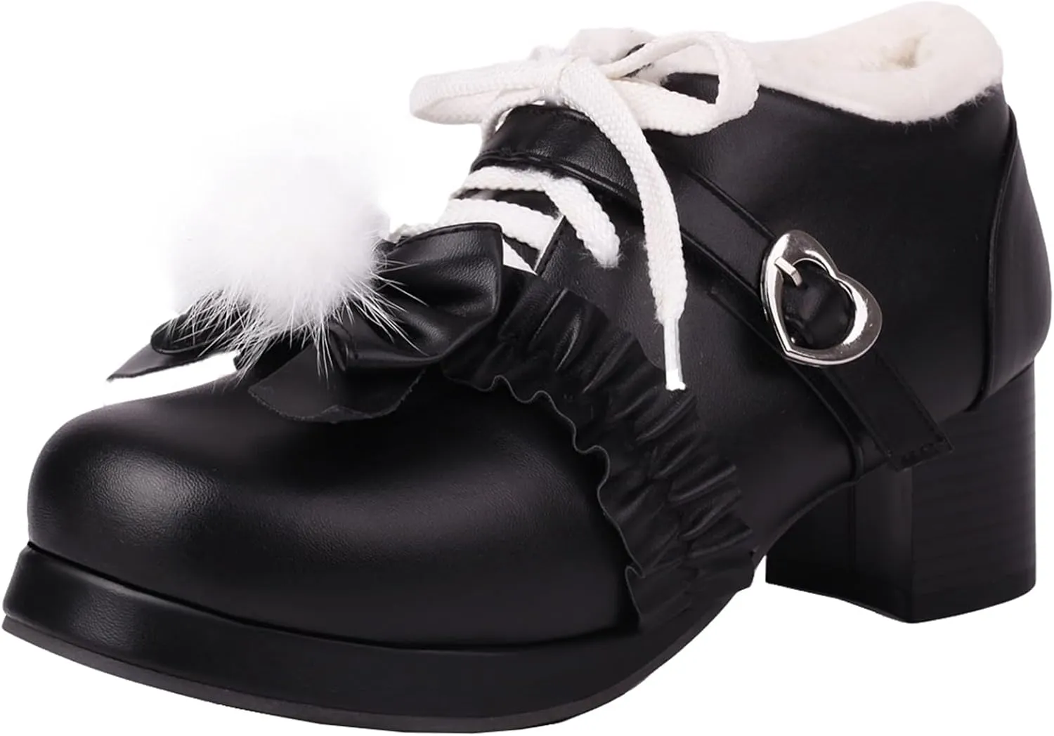 Women's Dress Shoes Elegant Block Heel and Platform Mary Jane Pumps with Bows