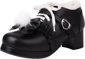 Women's Dress Shoes Elegant Block Heel and Platform Mary Jane Pumps with Bows