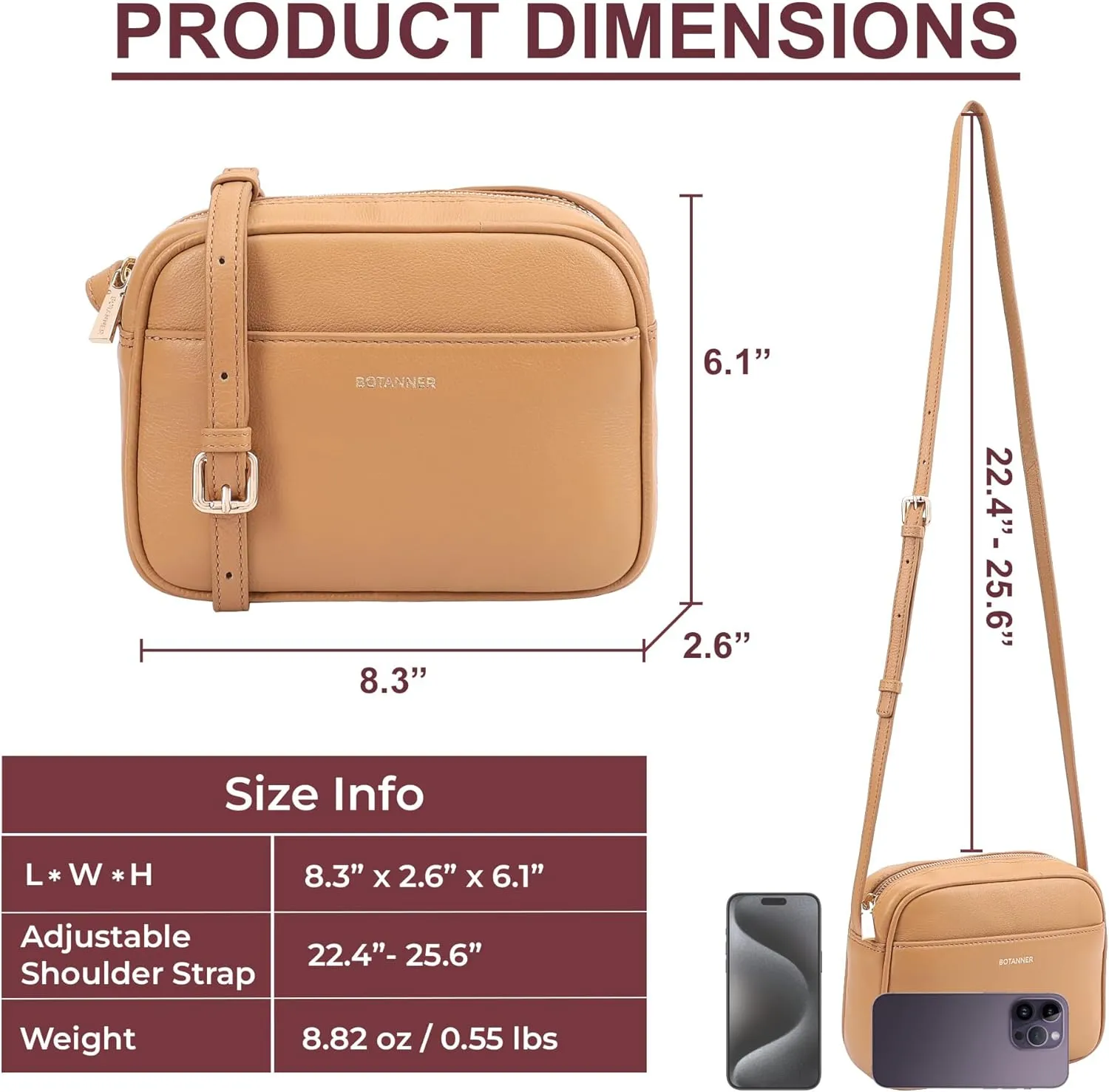 Women's Elegant Genuine Leather Crossbody Bag - Versatile Design, Adjustable Strap, Top Zip Closer, Light & Chic