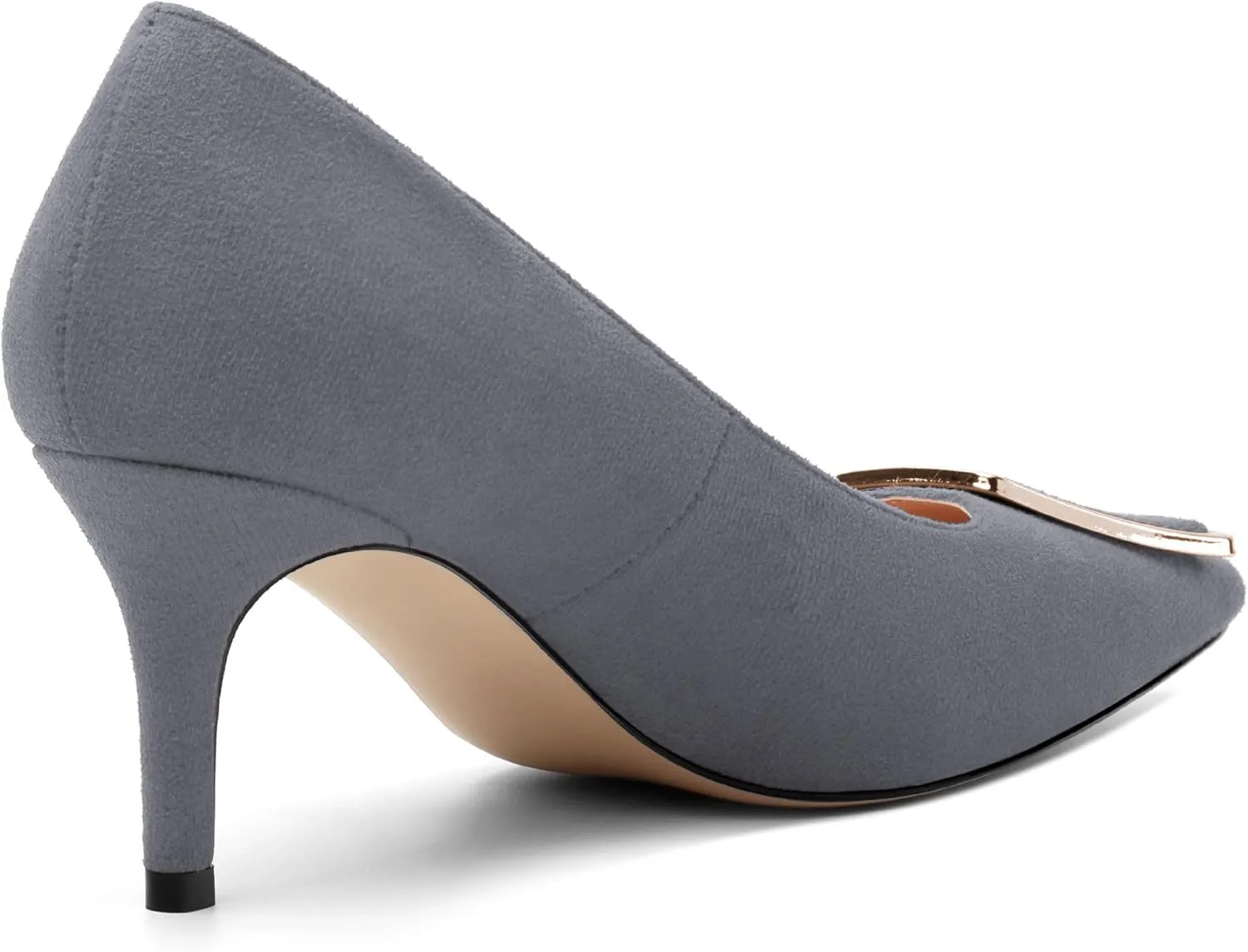 Womens Elegant Pumps, Pointed Toe Heels for Women, Kitten Heel Wedding Shoes, Slip on, Square Buckle, Solid Color, Sexy Stilettos for Ladies 2.5in