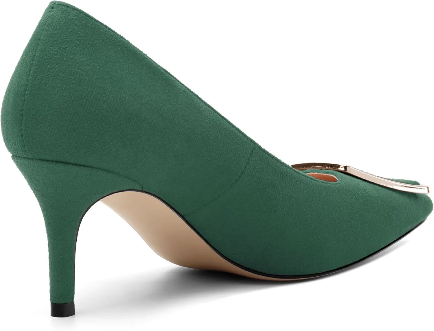 Womens Elegant Pumps, Pointed Toe Heels for Women, Kitten Heel Wedding Shoes, Slip on, Square Buckle, Solid Color, Sexy Stilettos for Ladies 2.5in
