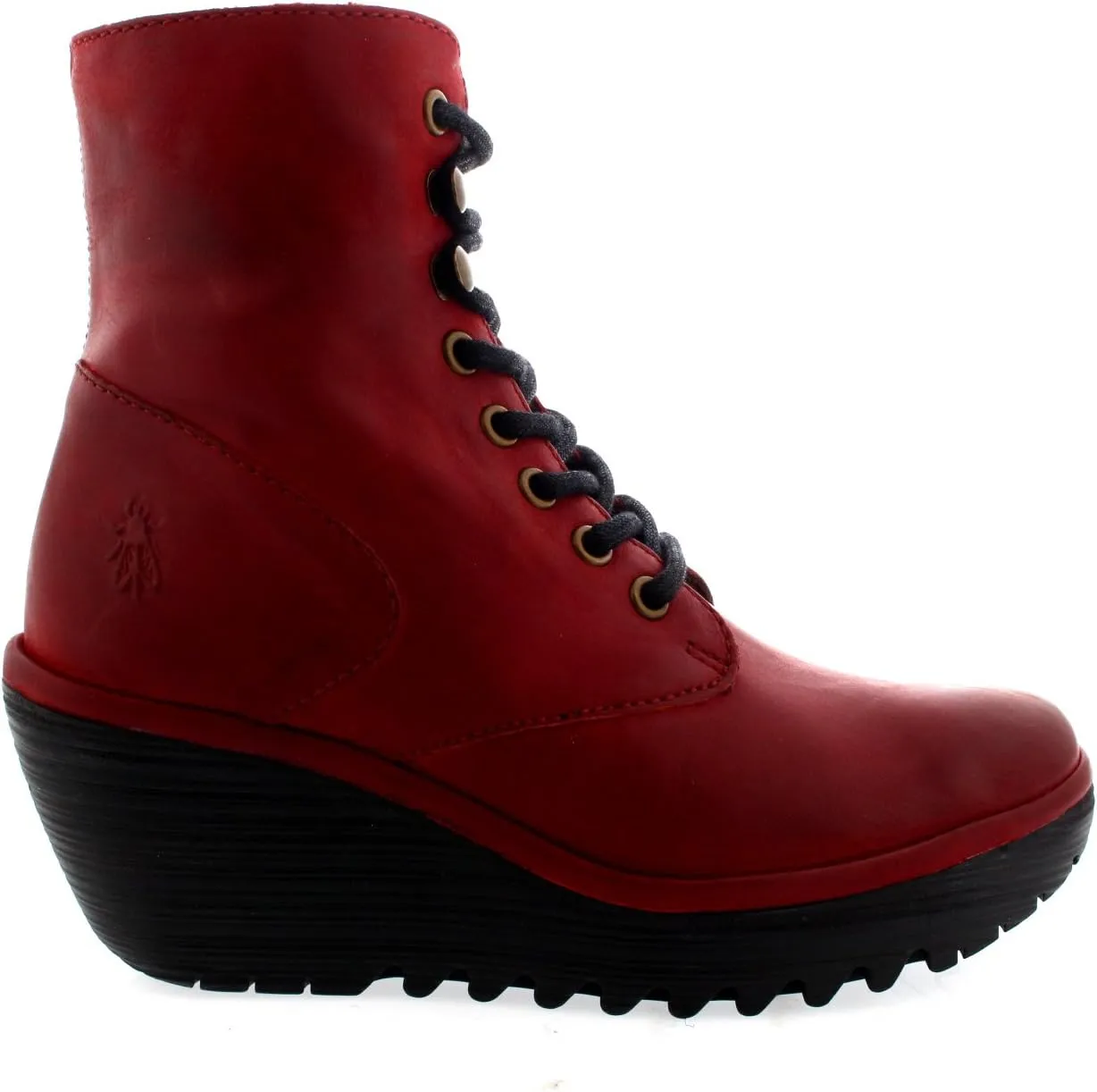 Womens Fly London Ygot Nevada Leather Wedge Heels Lace Up Ankle Boots