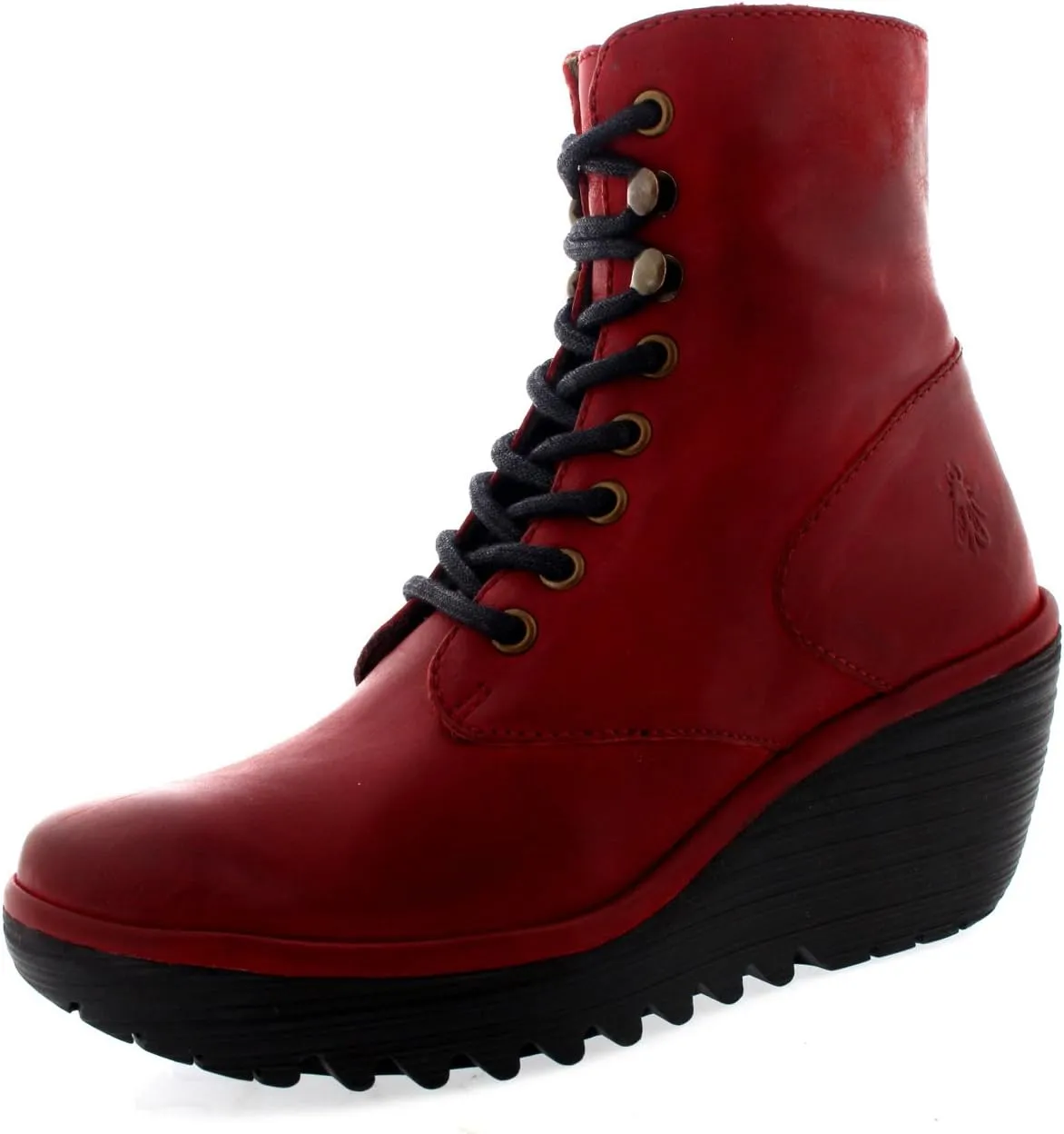 Womens Fly London Ygot Nevada Leather Wedge Heels Lace Up Ankle Boots