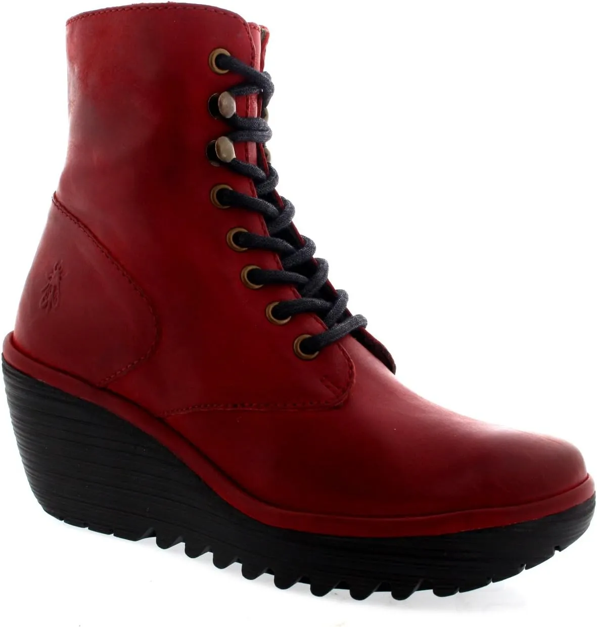 Womens Fly London Ygot Nevada Leather Wedge Heels Lace Up Ankle Boots