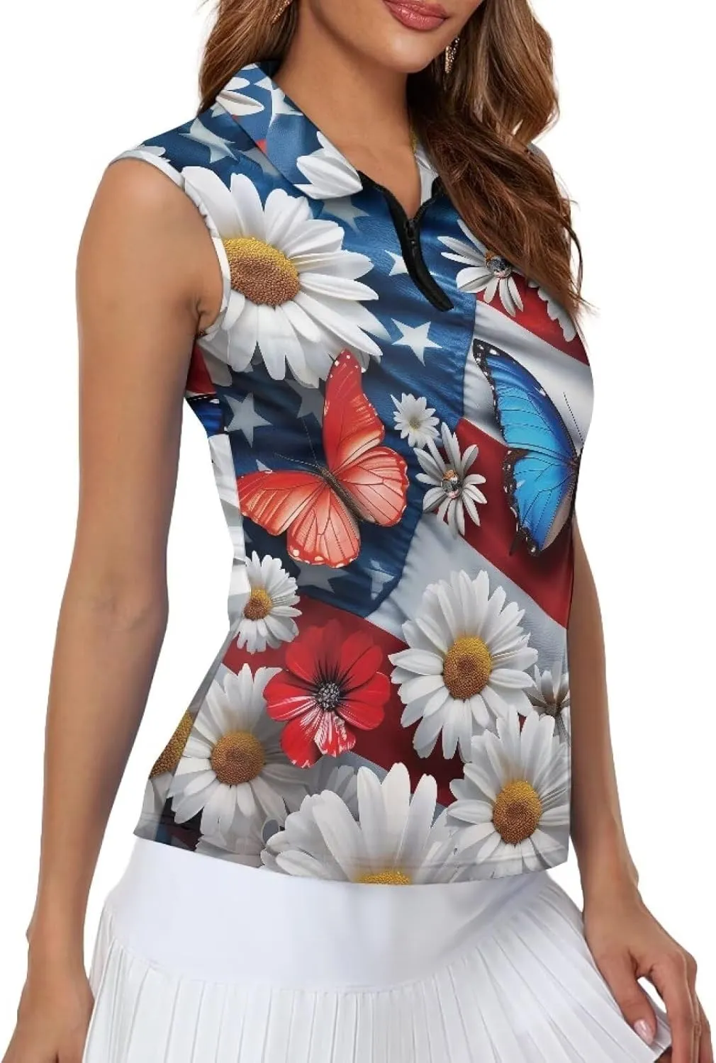Women's Golf Shirt Short Sleeve Tennis Shirt Quarter Zip Golf Pullover Golf Polo Shirts Argyle Summer Dry Fit Tops UPF50 