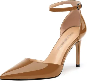 Women's High Heel Pointed Toe Shallow Mouth Single Shoes,Elegant and Charming Ankle Strap Wrap Heel Pumps,Party,Wedding,Dating,Banquet Dress Shoes
