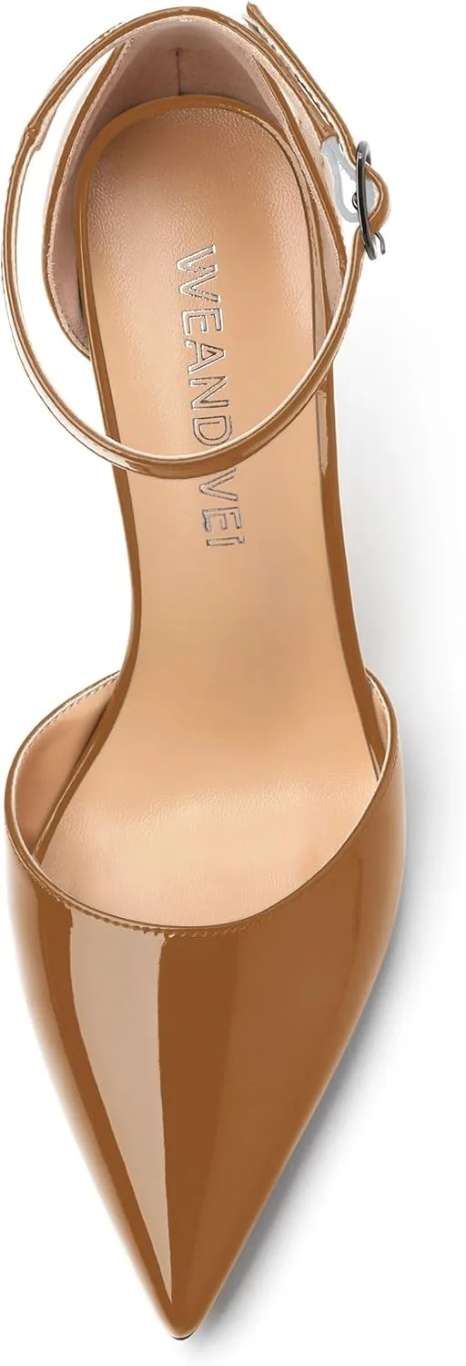 Women's High Heel Pointed Toe Shallow Mouth Single Shoes,Elegant and Charming Ankle Strap Wrap Heel Pumps,Party,Wedding,Dating,Banquet Dress Shoes
