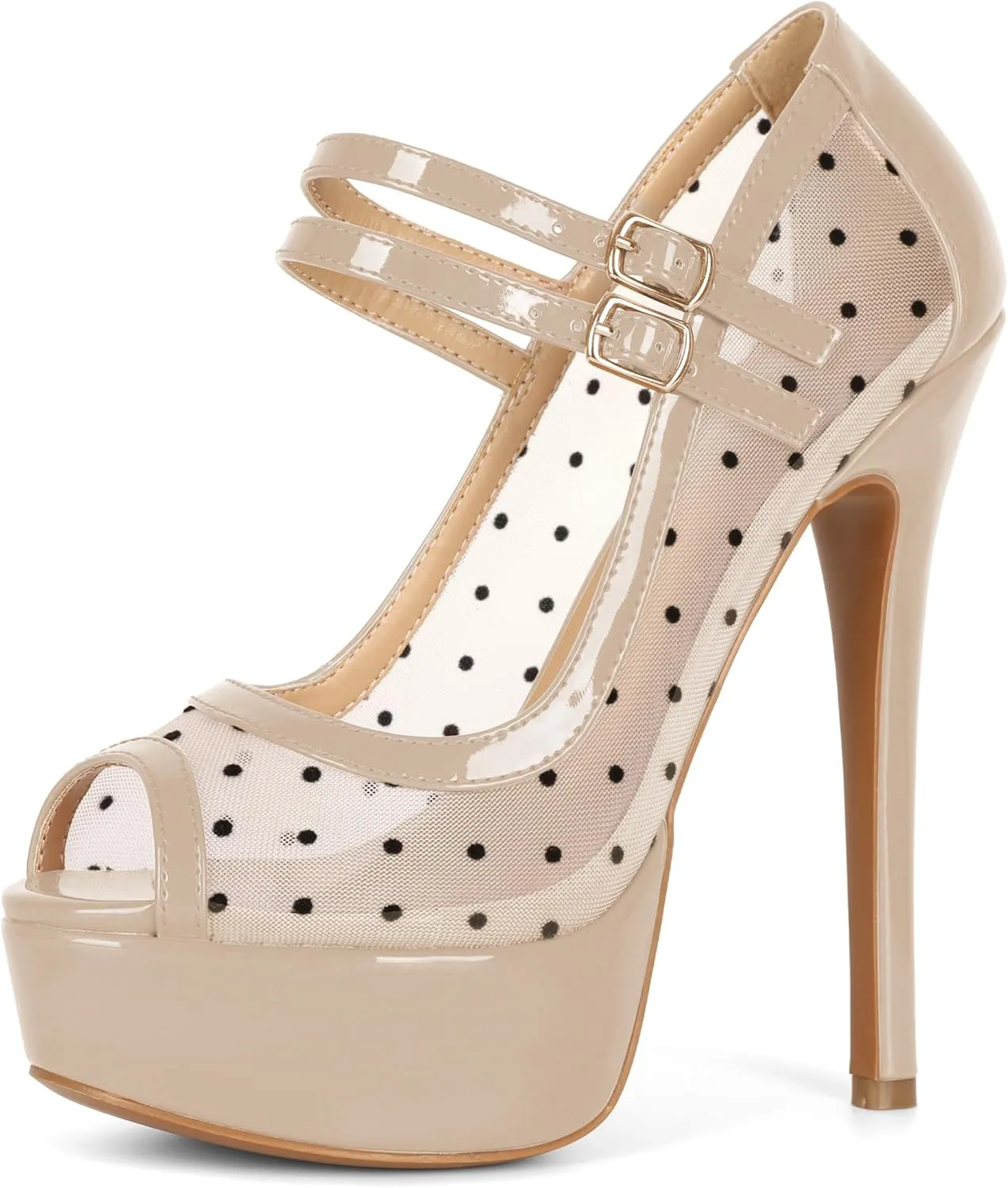 Women's High Heel Pumps Peep Toe Pumps for Women Platform Heels Stiletto Heel Mesh Heels 5.5 Inch Heel