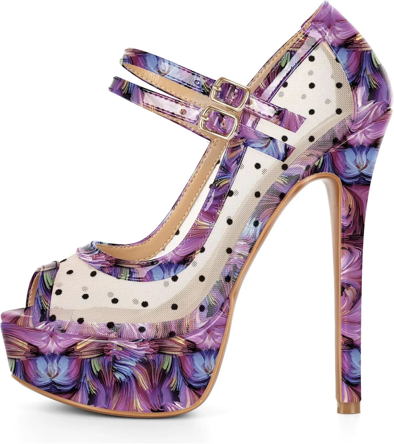 Women's High Heel Pumps Peep Toe Pumps for Women Platform Heels Stiletto Heel Mesh Heels 5.5 Inch Heel