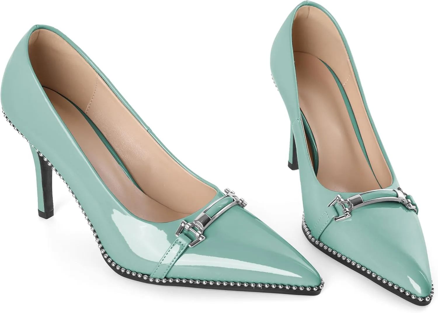 Women's High Heel Pumps Stiletto Heel Pumps for Women Pointed Toe Heels Elegant Classic 3.5 Inch Beaded Pumps