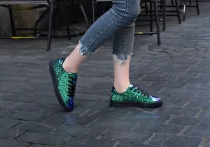 Women's Lace Up Sneakers - Women's Glitter Casual Breathable Lace Up Sneakers