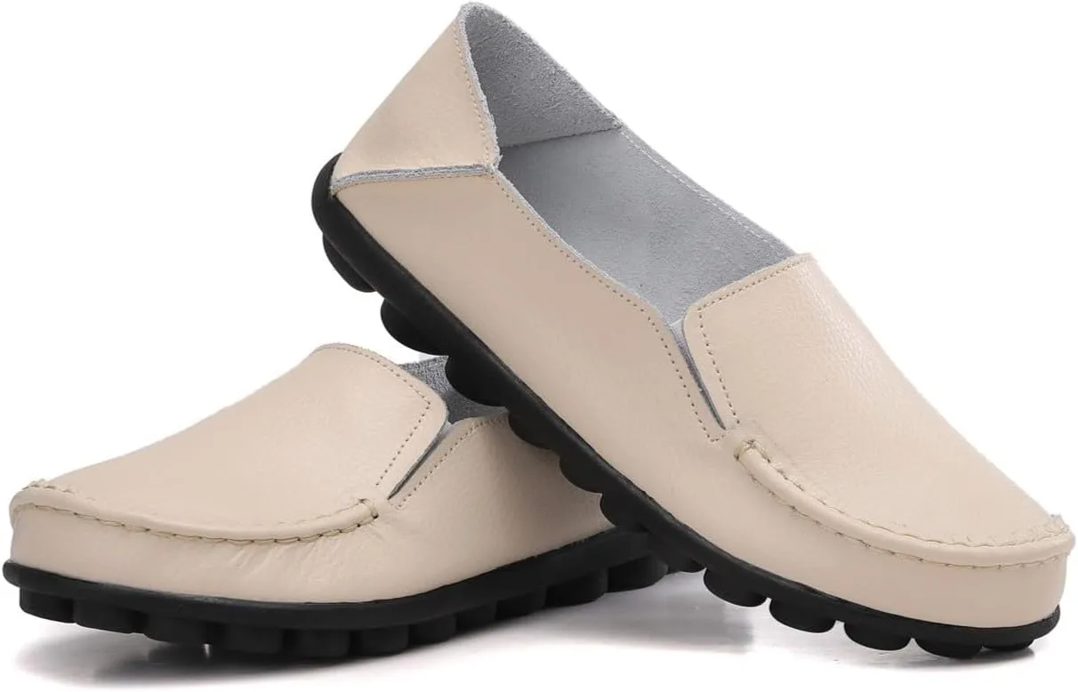 Women's Leather Loafers Comfortable Flat Shoes