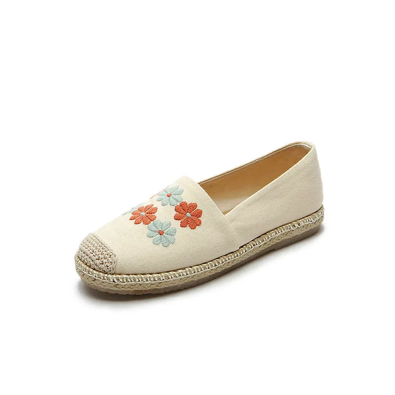 Women's Linen Embroidered Cloth Simple And Breathable Canvas Shoes