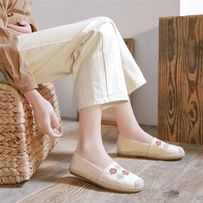 Women's Linen Embroidered Cloth Simple And Breathable Canvas Shoes