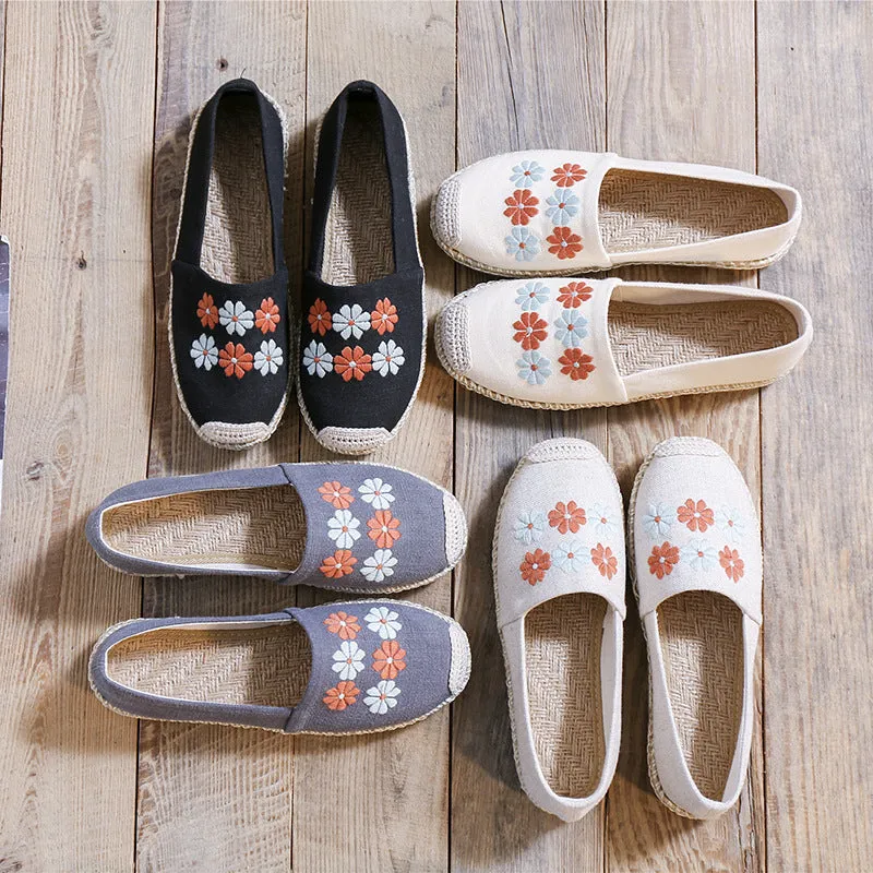 Women's Linen Embroidered Cloth Simple And Breathable Canvas Shoes