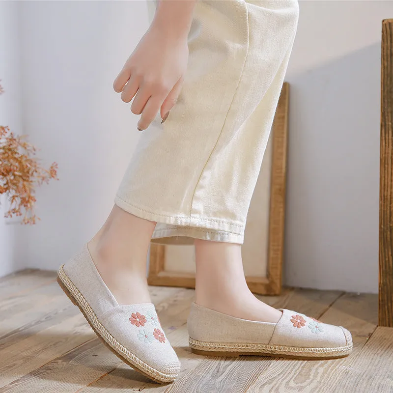 Women's Linen Embroidered Cloth Simple And Breathable Canvas Shoes