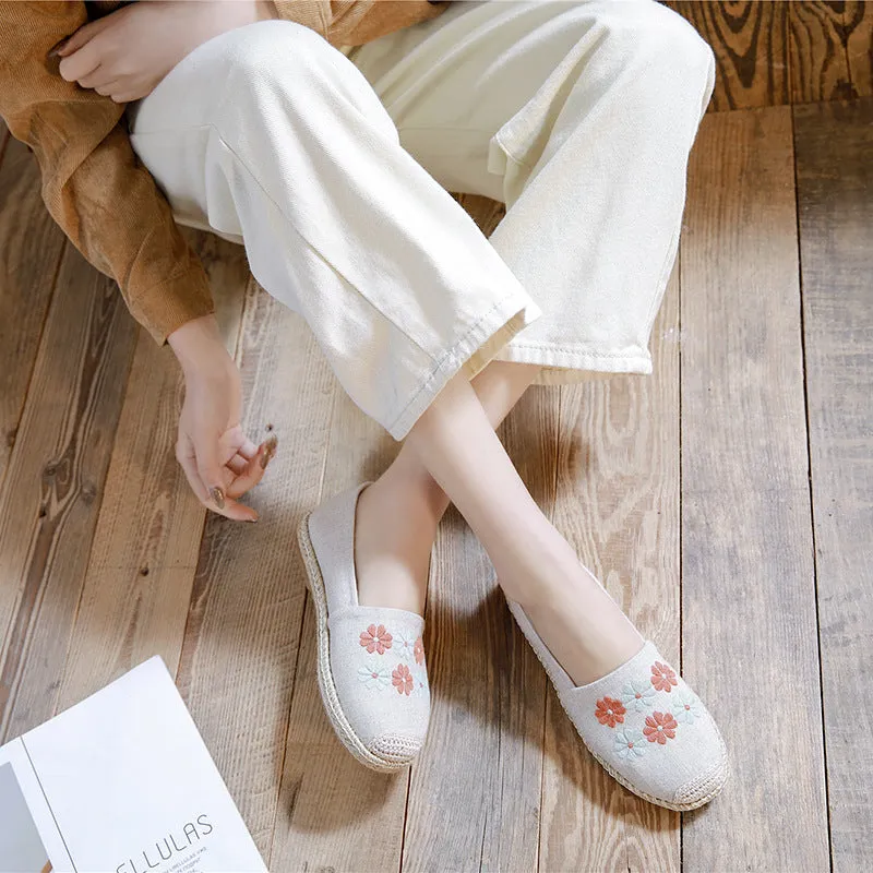 Women's Linen Embroidered Cloth Simple And Breathable Canvas Shoes