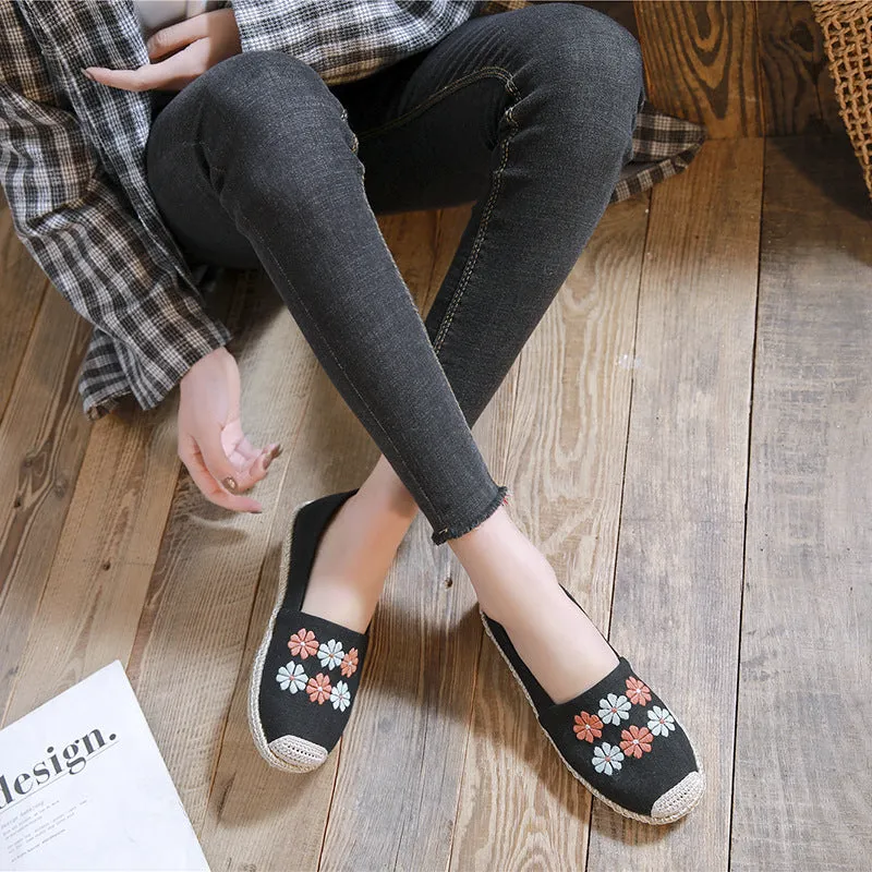 Women's Linen Embroidered Cloth Simple And Breathable Canvas Shoes