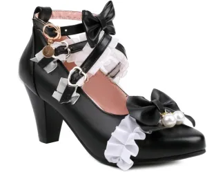 Women's Lolita Ankle Strap Mary Jane Heels, Comfortable Closed Toe Mary Jane Shoes, Cute Vintage Buckle Dress Heeled Pumps
