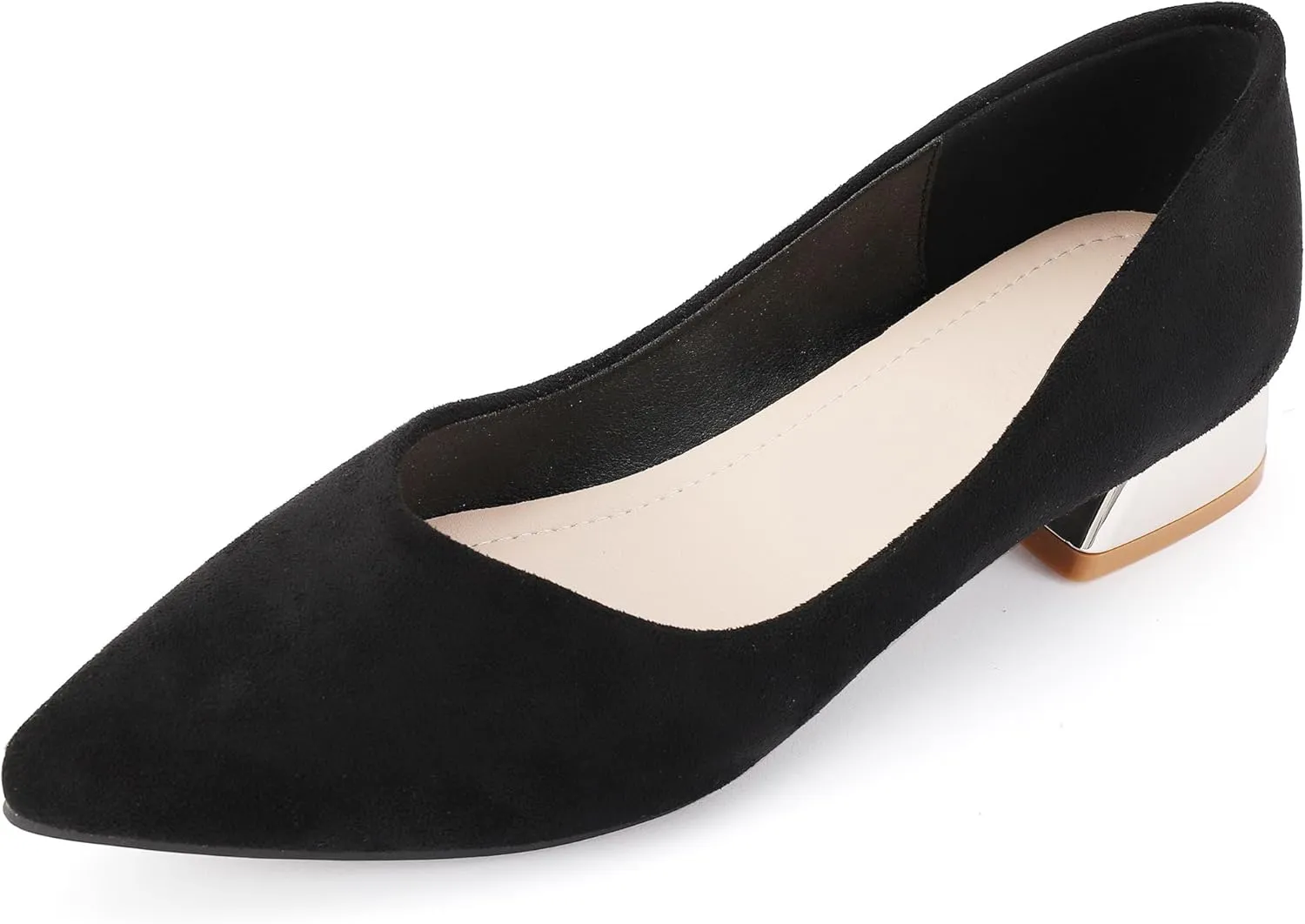 Women's Low Block Chunky Heels Dress Shoes Pointed Toe Closed Toe Work Pumps Slip on Comfort Dress Shoes for Women