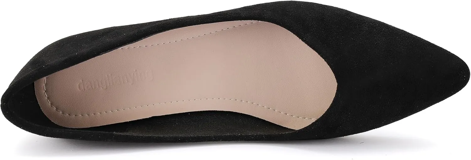 Women's Low Block Chunky Heels Dress Shoes Pointed Toe Closed Toe Work Pumps Slip on Comfort Dress Shoes for Women