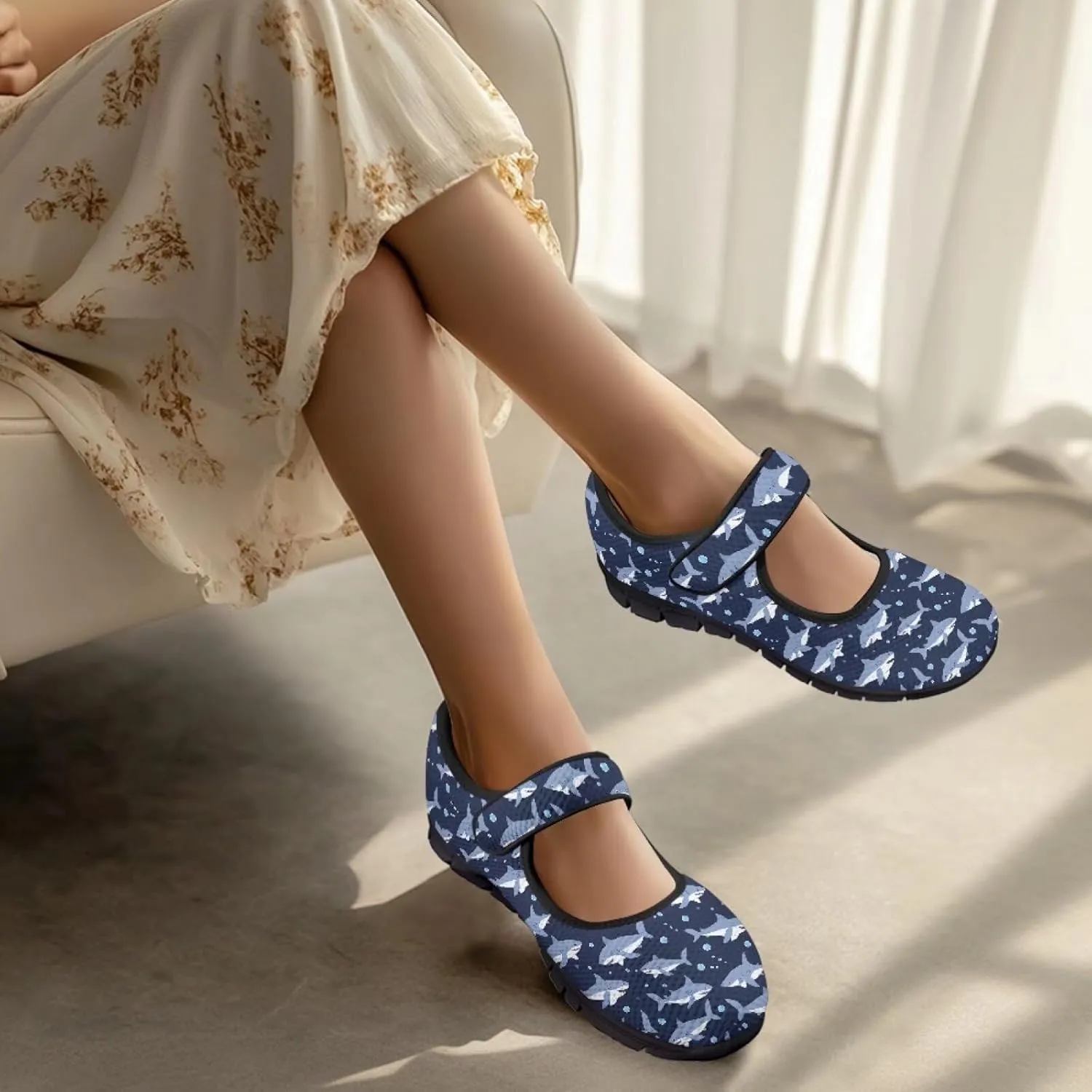 Women's Mary Jane Shoes Animals Print Walking Shoes Flat Breathable Non Slip Sneaker