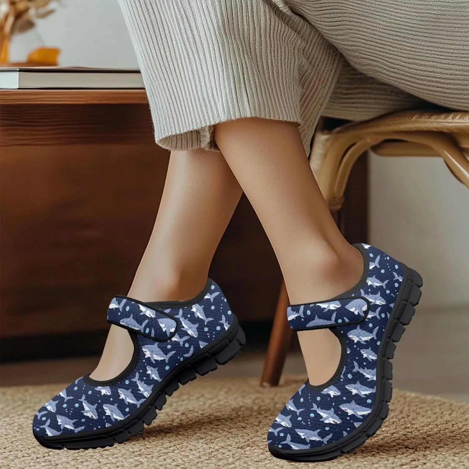 Women's Mary Jane Shoes Animals Print Walking Shoes Flat Breathable Non Slip Sneaker