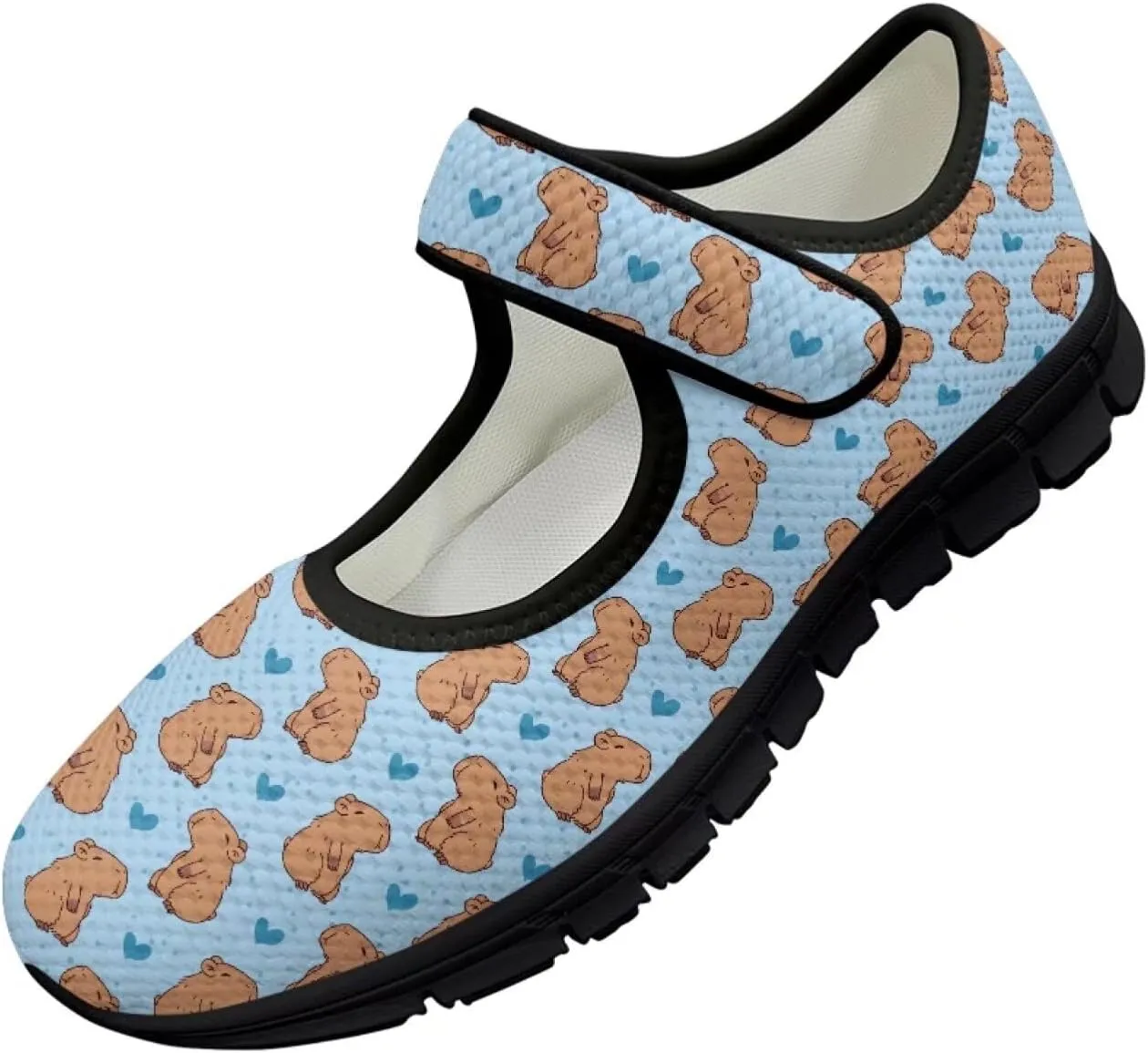 Women's Mary Jane Sneakers Breathable Walking Shoes Fashion Adjustable Working Shoes Lightweight Flat Shoes