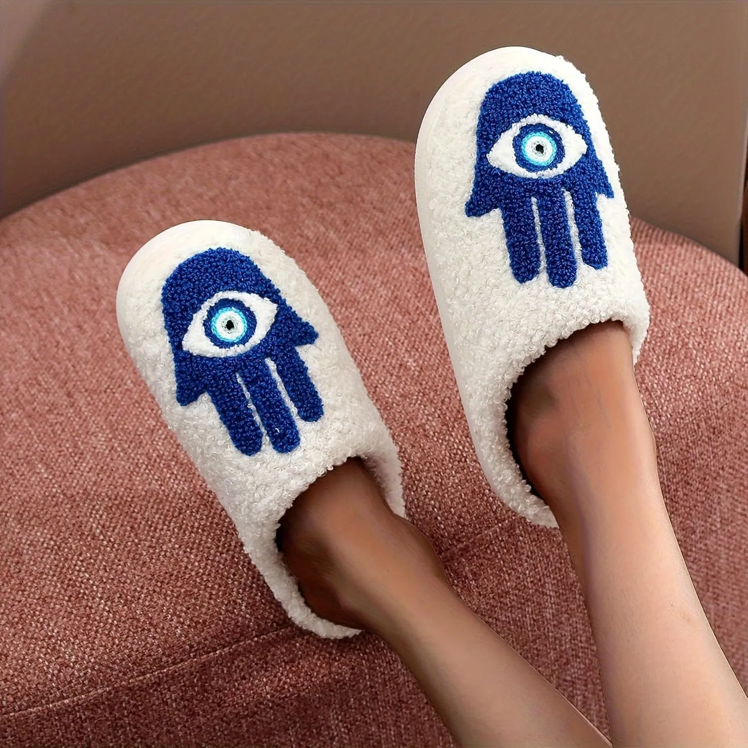 Women's Men's Fuzzy Memory Foam Slippers Fluffy Warm Comfort Light Weight Indoor Outdoor House Couple Shoes