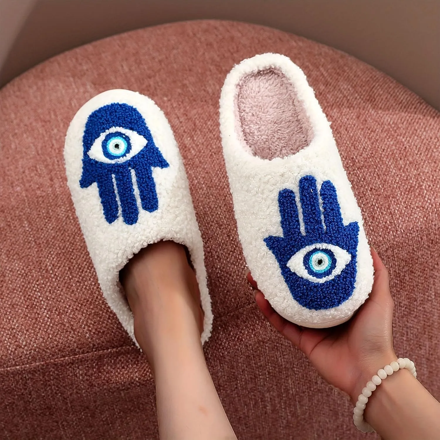 Women's Men's Fuzzy Memory Foam Slippers Fluffy Warm Comfort Light Weight Indoor Outdoor House Couple Shoes