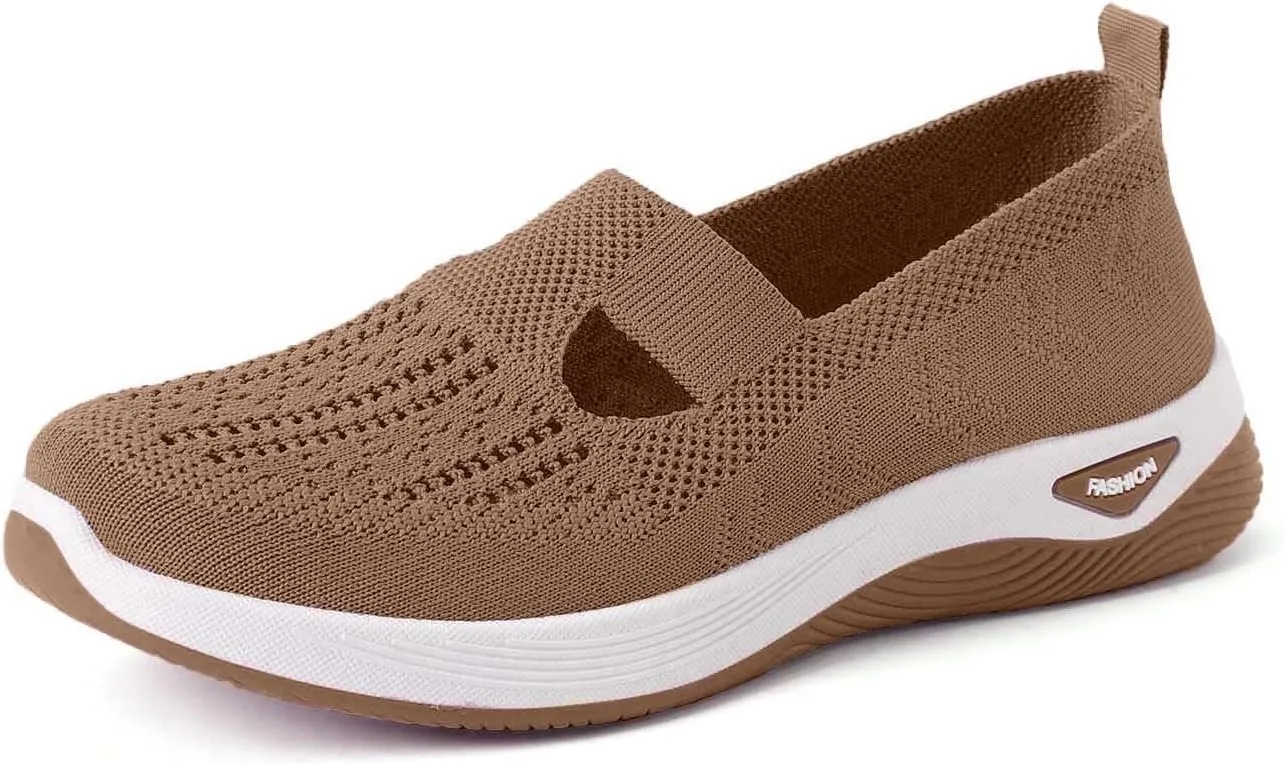 Women's Orthopedic Slip-On Sneakers Woven Diabetic Shoes Soft Foam Cushion Sneaker Hands-Free Shoes with Arch Support
