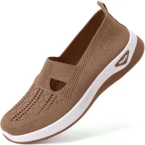 Women's Orthopedic Slip-On Sneakers Woven Diabetic Shoes Soft Foam Cushion Sneaker Hands-Free Shoes with Arch Support