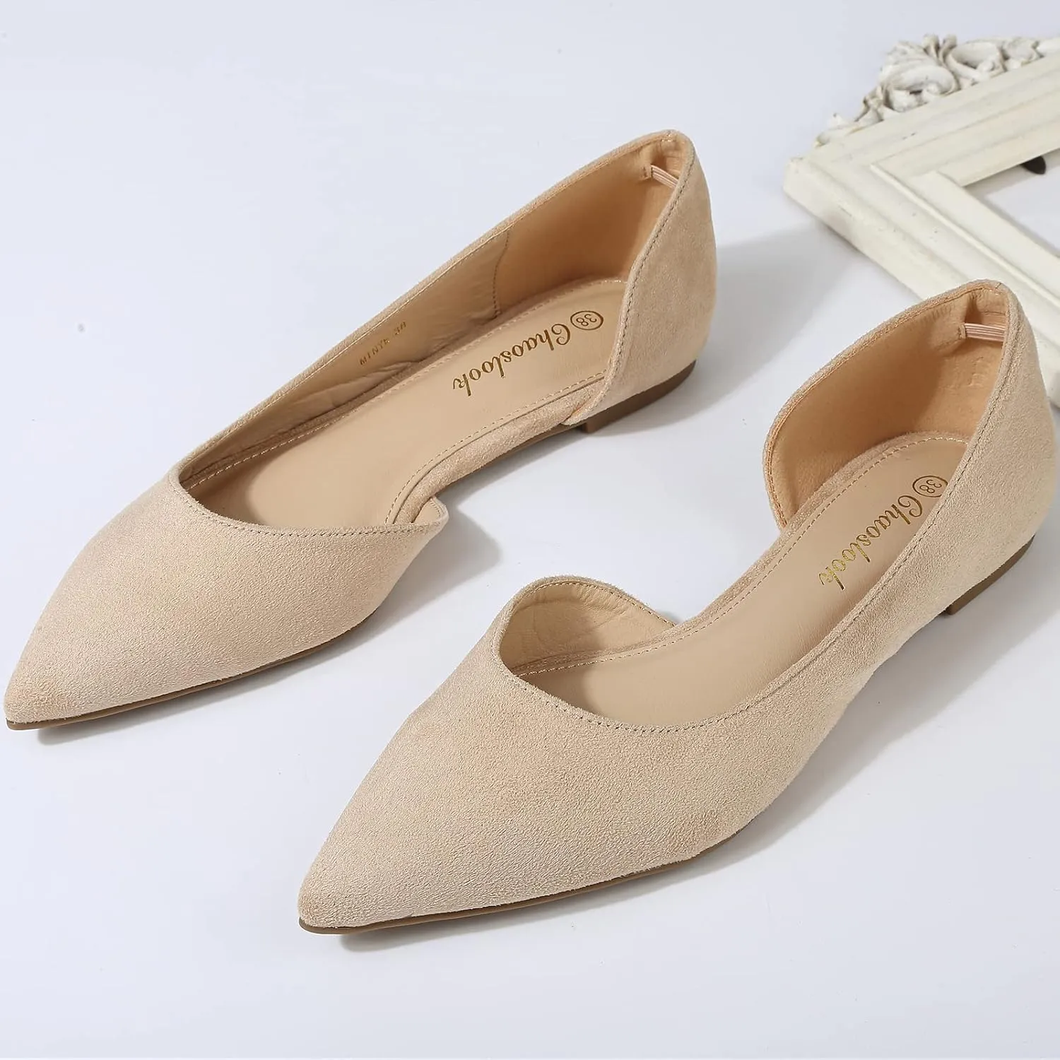 Womens Pointed Toe Black Ballet Flats Comfortable Casual Dress Flats for Women Elegant Memory Foam Flats with Party Wedding