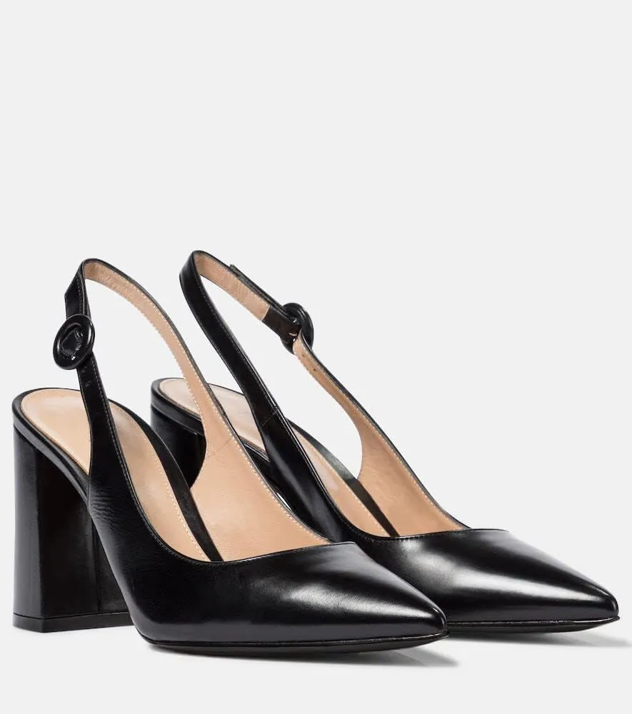 Women's Pointed Toe Block Heel Pumps Slingback Chunky Heel Slip On Work Party Dress Shoes