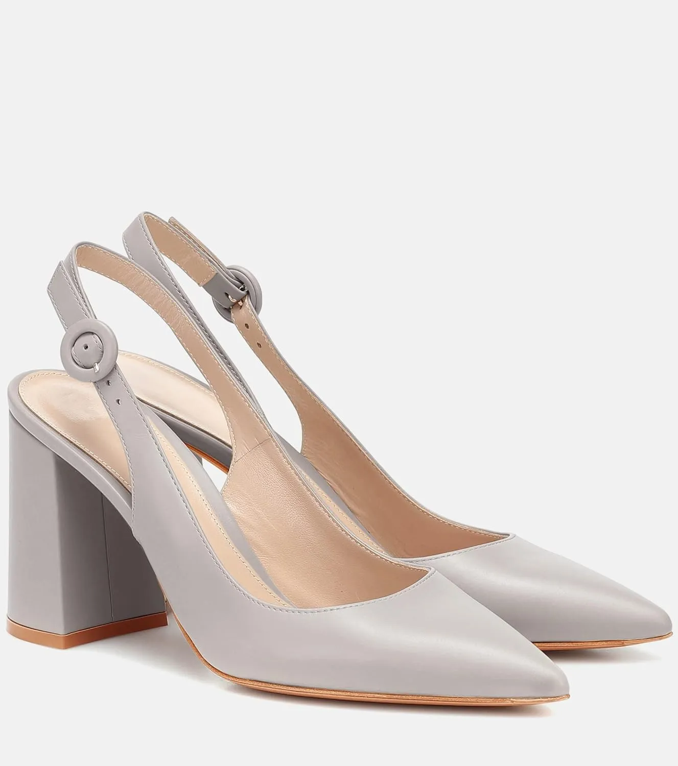 Women's Pointed Toe Block Heel Pumps Slingback Chunky Heel Slip On Work Party Dress Shoes
