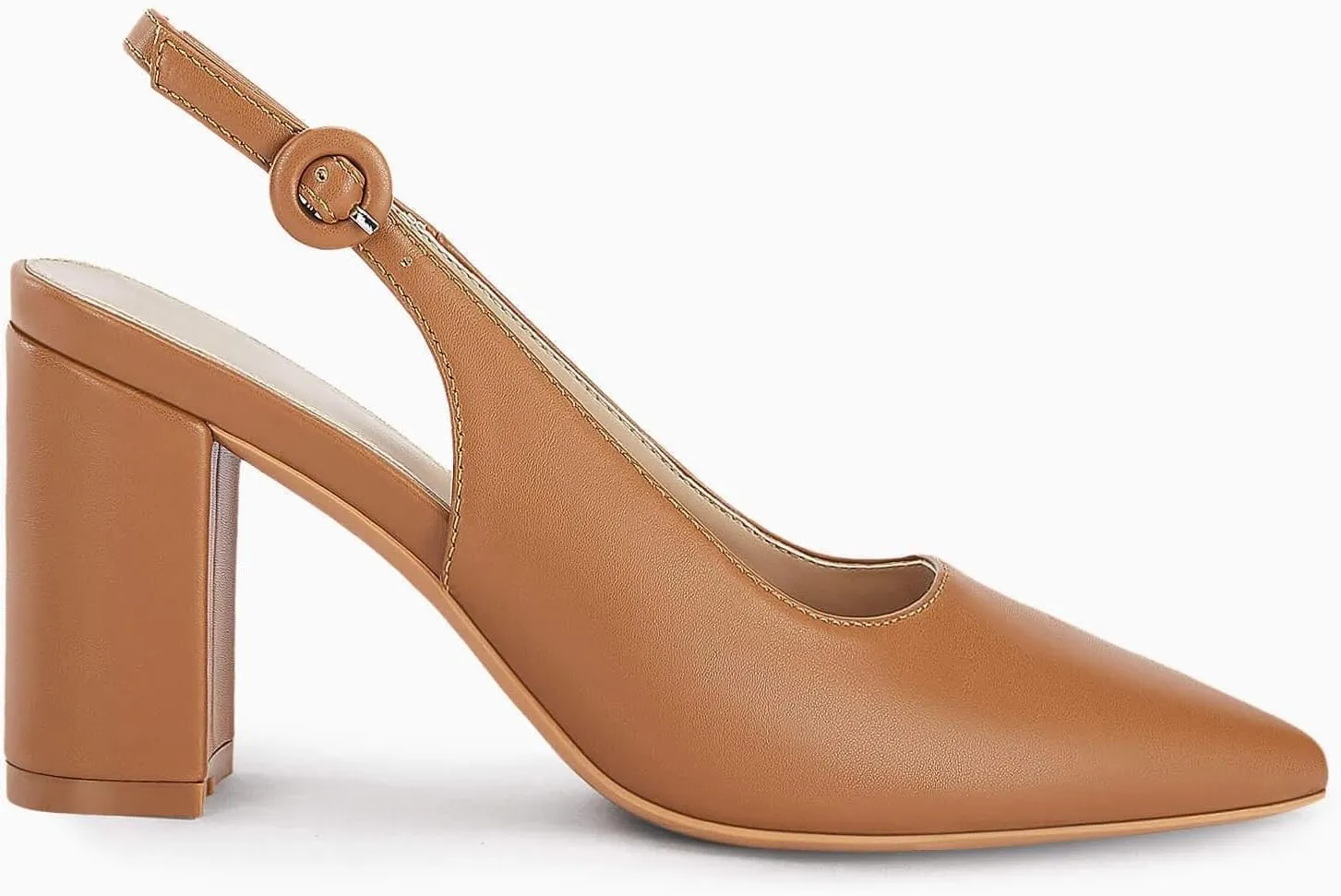 Women's Pointed Toe Block Heel Pumps Slingback Chunky Heel Slip On Work Party Dress Shoes