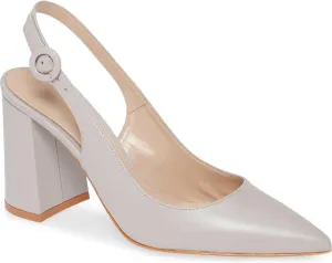 Women's Pointed Toe Block Heel Pumps Slingback Chunky Heel Slip On Work Party Dress Shoes