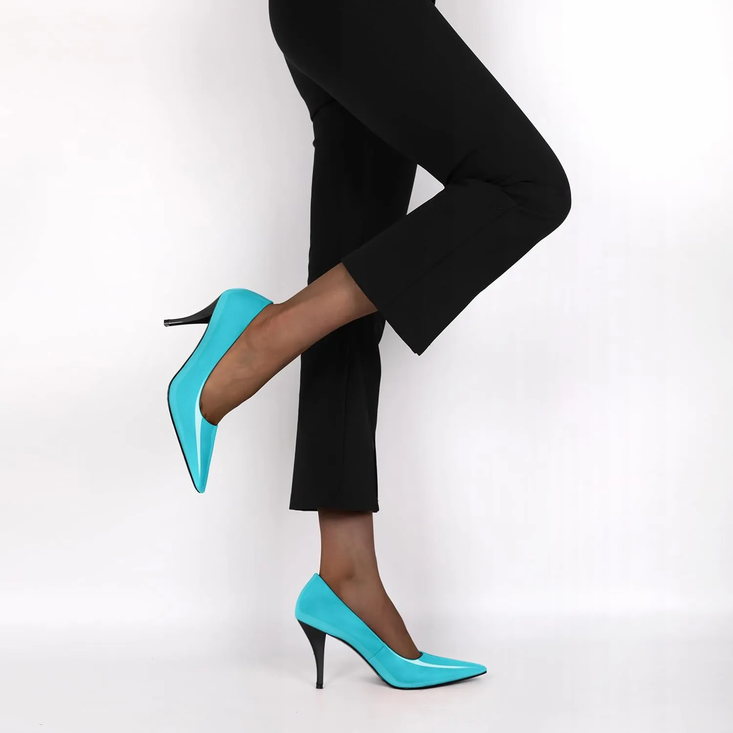 Women's Pumps Closed Toe High Heels Dress Square Toe Pumps Elegant Sexy 3.5 Inch Dressy Shoes
