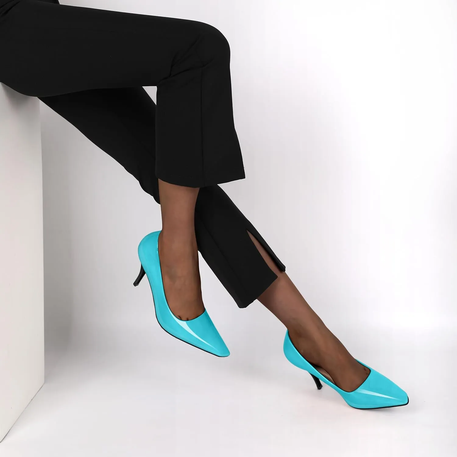 Women's Pumps Closed Toe High Heels Dress Square Toe Pumps Elegant Sexy 3.5 Inch Dressy Shoes