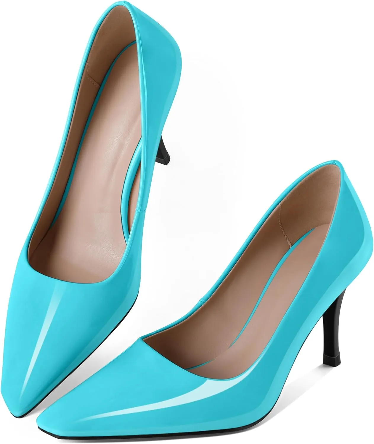 Women's Pumps Closed Toe High Heels Dress Square Toe Pumps Elegant Sexy 3.5 Inch Dressy Shoes