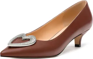 Women's Pumps Shoes Kitten Heels for Women Elegant Pumps Heart Shape Metal Pumps Heels
