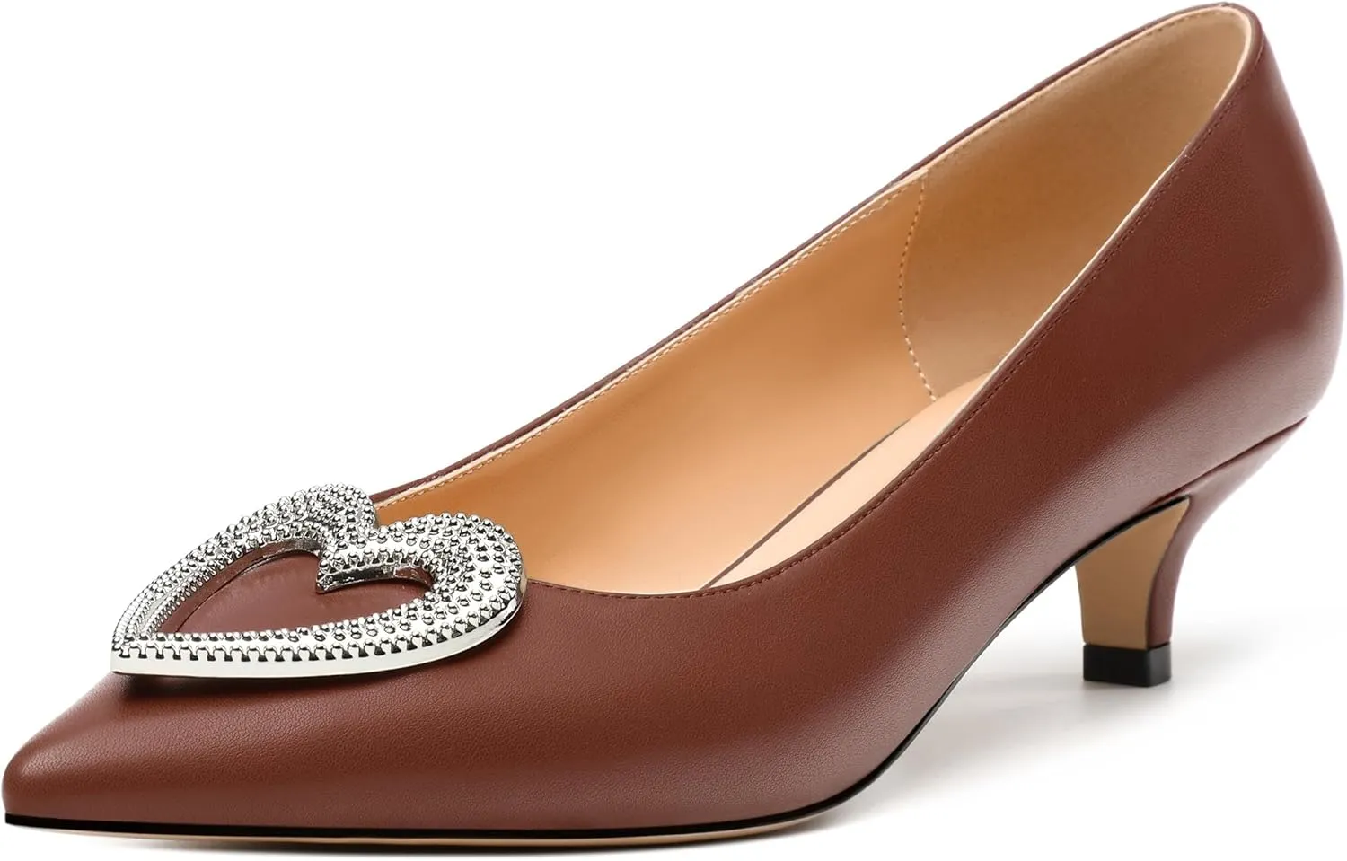 Women's Pumps Shoes Kitten Heels for Women Elegant Pumps Heart Shape Metal Pumps Heels