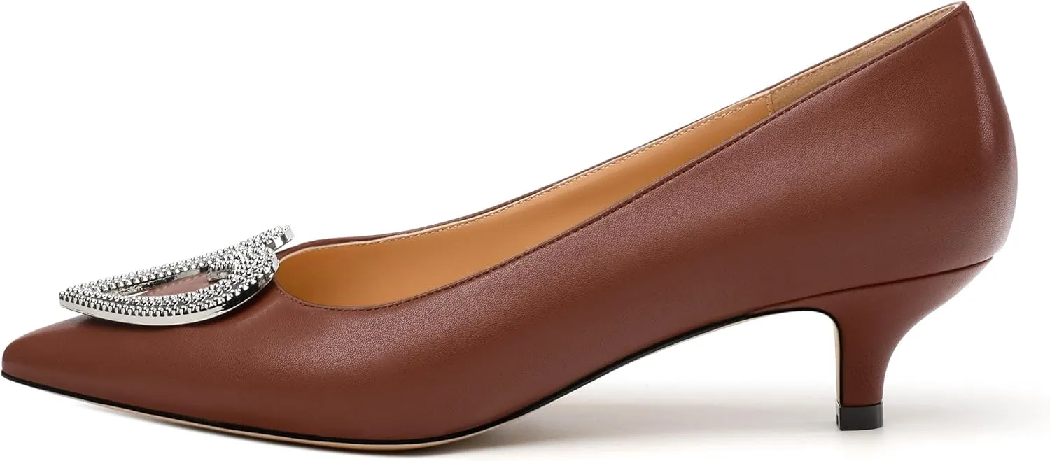 Women's Pumps Shoes Kitten Heels for Women Elegant Pumps Heart Shape Metal Pumps Heels