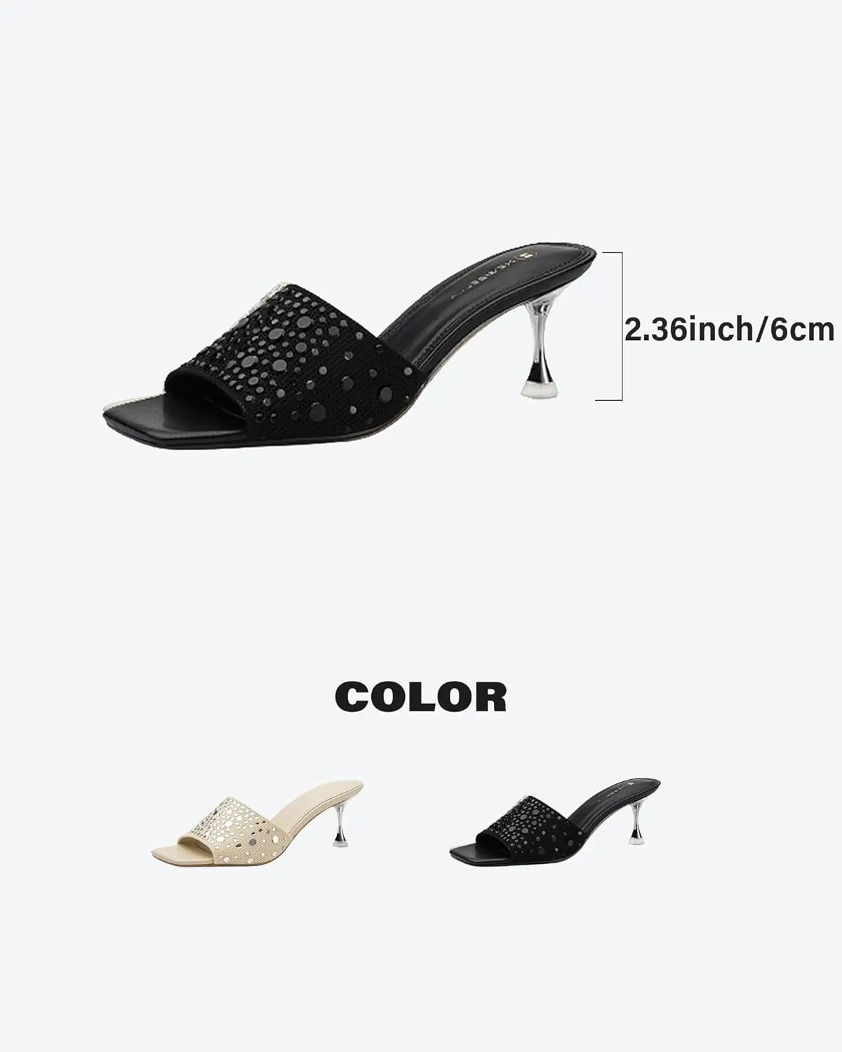 Women's Rhinestone Stiletto Sandals - Elegant Medium Heels with Open Toe for Parties & Daily Outfits