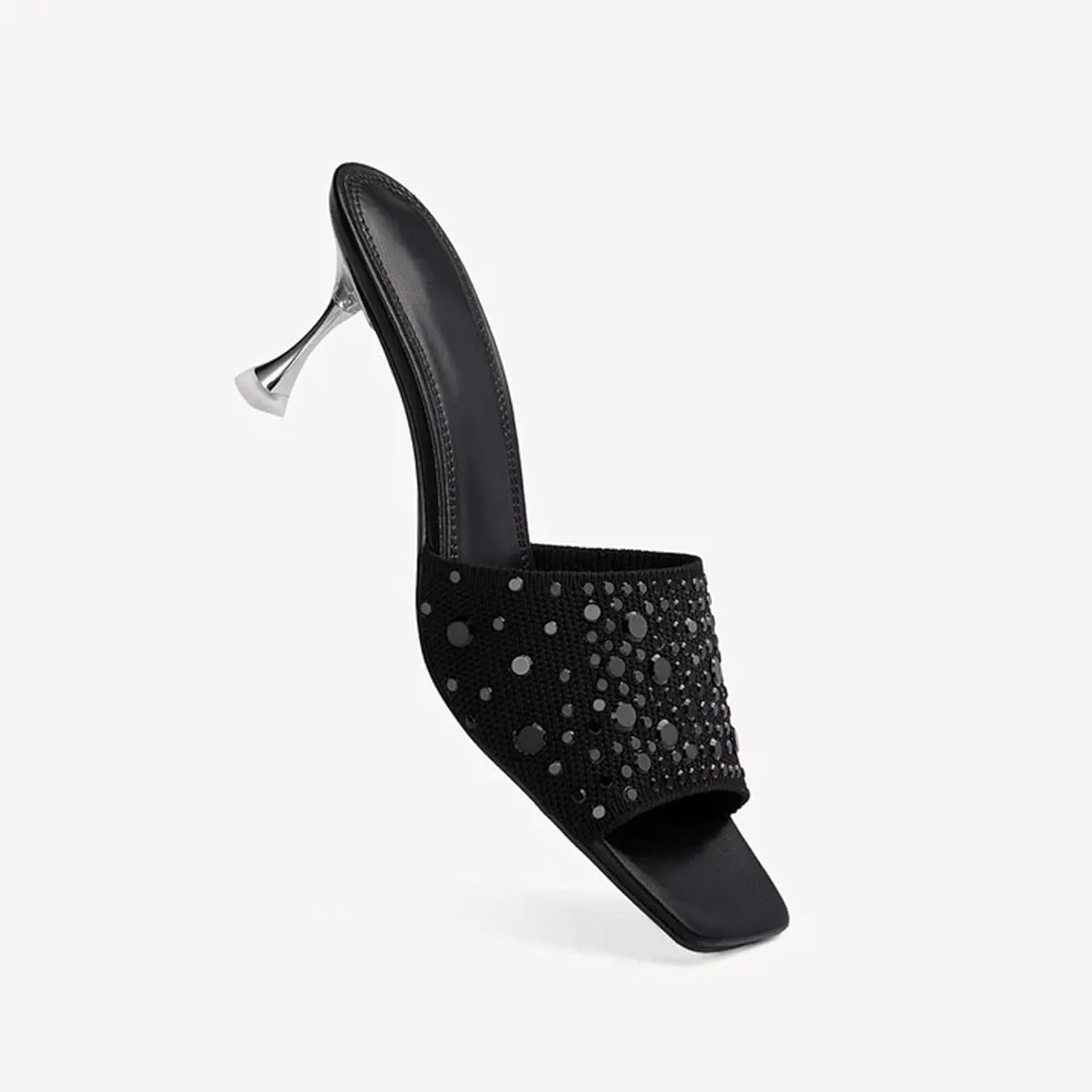 Women's Rhinestone Stiletto Sandals - Elegant Medium Heels with Open Toe for Parties & Daily Outfits