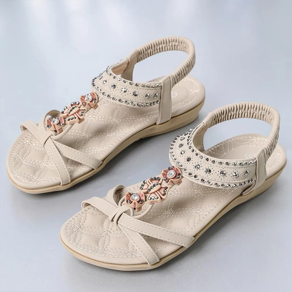 Womens Sandals Flat Dressy Summer Sandals for Women Open Toe Bohemian Casual Beach Shoes