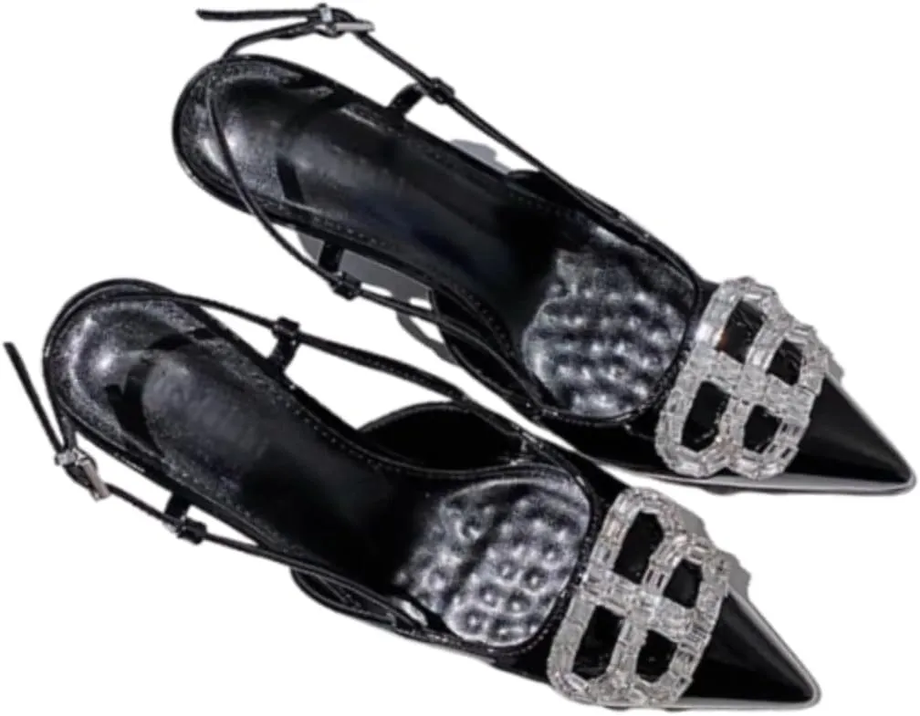 Women's Sexy Pointed Toe Patent Leather Pumps Slip on Stiletto Pumps Closed Toe Classic Elegant Stiletto Heel